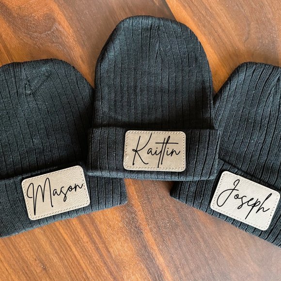 Custom Black Leather Patch Hats - Picture 1 of 3